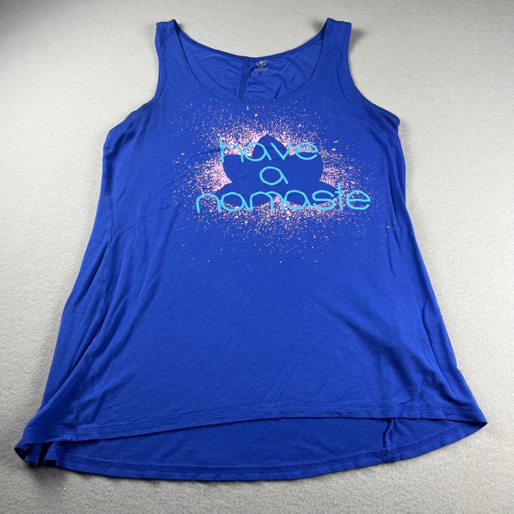 Gaiam Womens Blue Have A Namaste Yoga Tank Top Graphic Sleeveless Shirt Medium